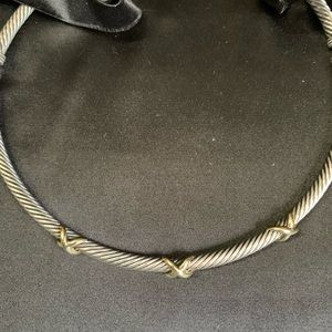 David Yurman triple x necklace gold and silver
